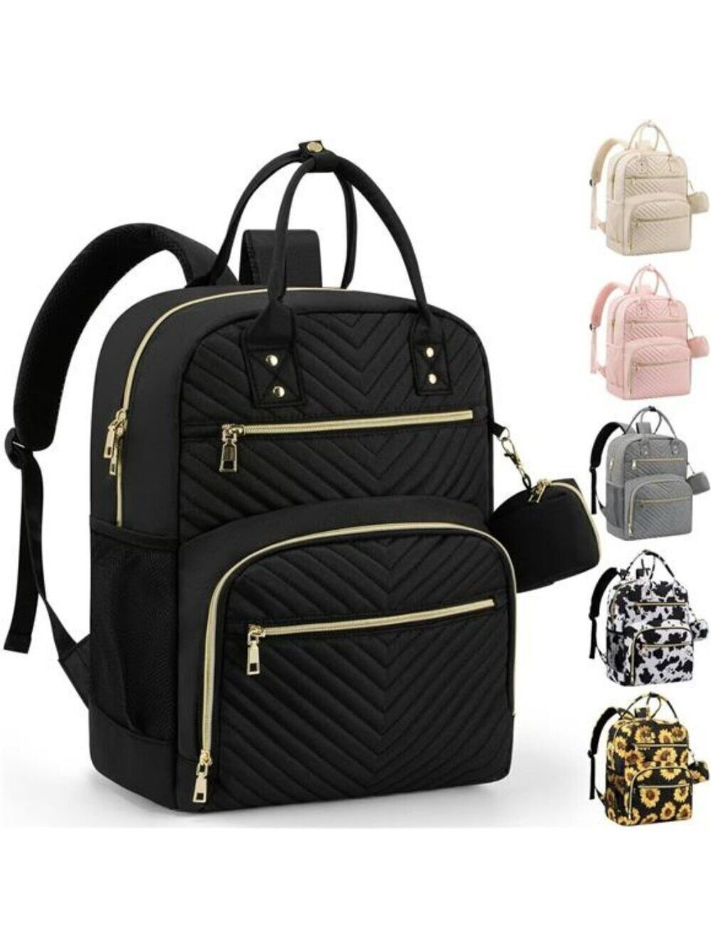 Diaper Bag Backpack Large Capacity Baby Travel Bag with Pacifier Holder Black